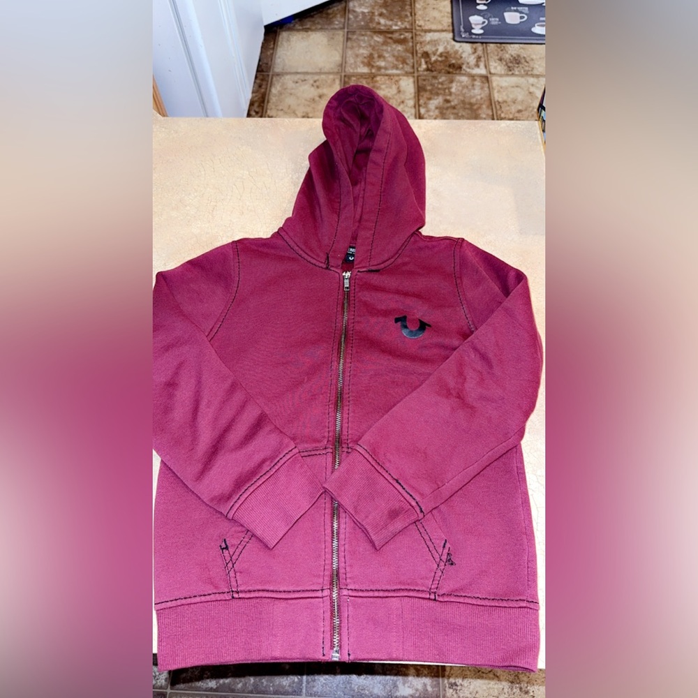 Youth kids True Religion Maroon Zip-Up Hoodie